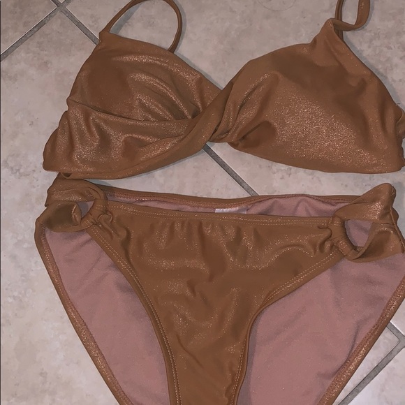 Xhilaration Swim Shiny Copper Bikini Set Poshmark
